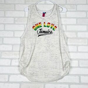 Sun Kissed Jamaica One Love Burnout Tank Top XL White Rasta Graphic Sleeveless